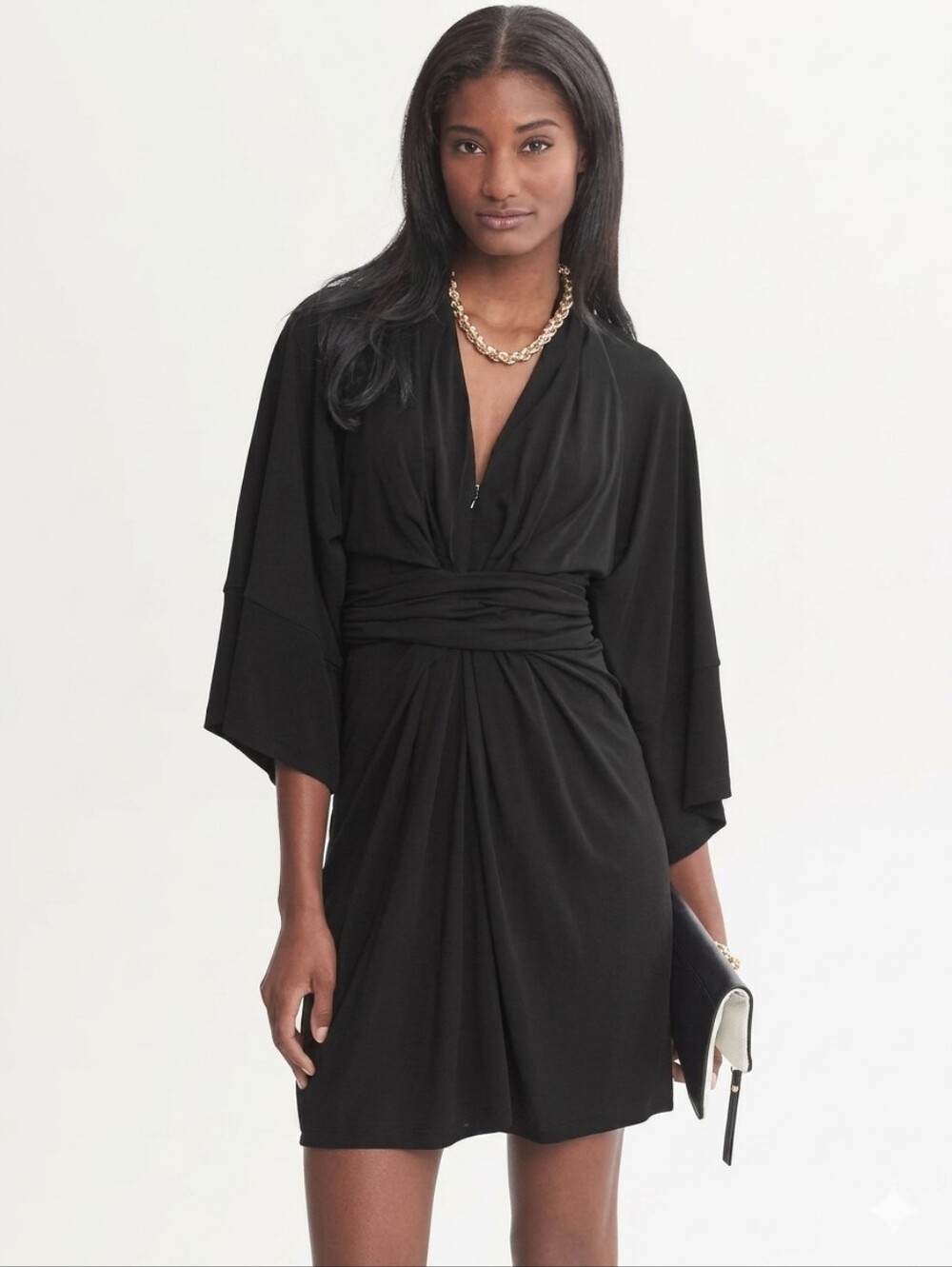 Banana Republic x Issa London Black Jersey Wrap Style Dress